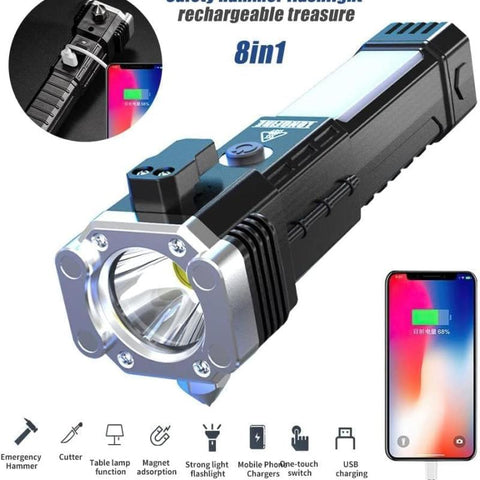 8-in-1 LED Portable Rechargeable Flashlight