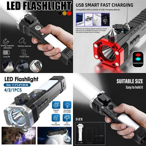 8-in-1 LED Portable Rechargeable Flashlight